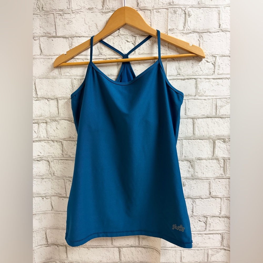 Glow Teal Blue Strappy Racerback Tank